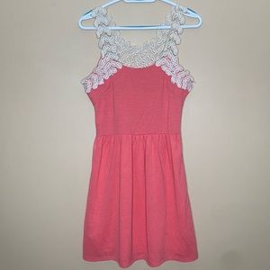 Coral dress with lace straps